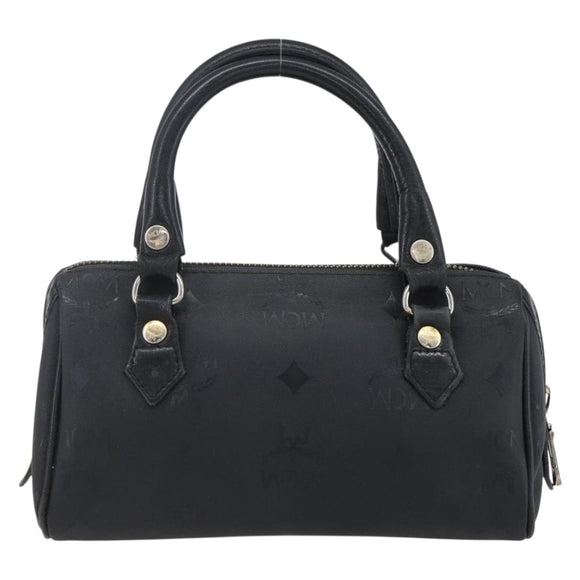MCM Logogram Vicetos Mini Boston Bag PVC Black Gold Auth gh1800