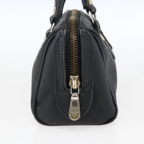 MCM Logogram Vicetos Mini Boston Bag PVC Black Gold Auth gh1800