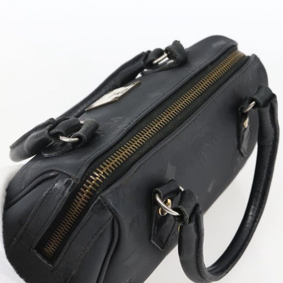 MCM Logogram Vicetos Mini Boston Bag PVC Black Gold Auth gh1800