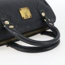 MCM Logogram Vicetos Mini Boston Bag PVC Black Gold Auth gh1800-7