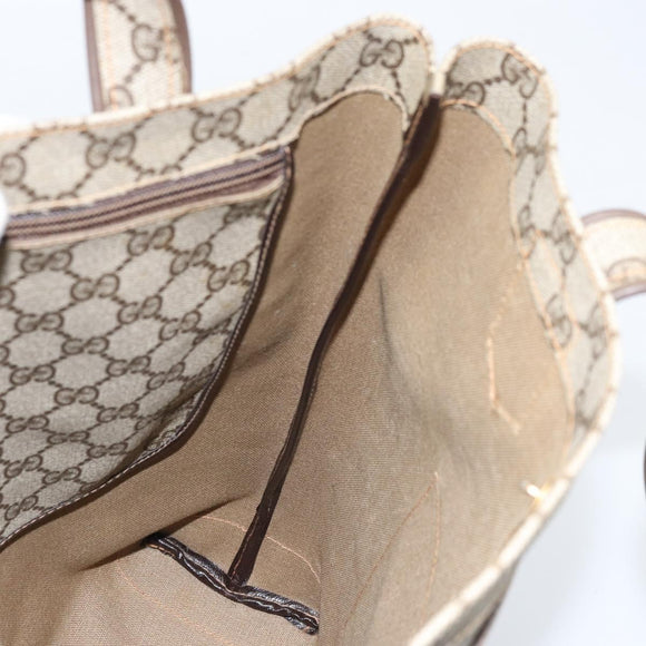 GUCCI GG Supreme Tote Bag PVC Beige Gold Auth gh1804