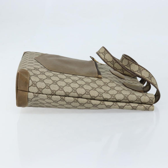 GUCCI GG Supreme Tote Bag PVC Beige Gold Auth gh1804