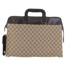 GUCCI GG Canvas Business Bag Beige Silver 015 3707 Auth gh1806-2
