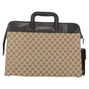GUCCI GG Canvas Business Bag Beige Silver 015 3707 Auth gh1806-3