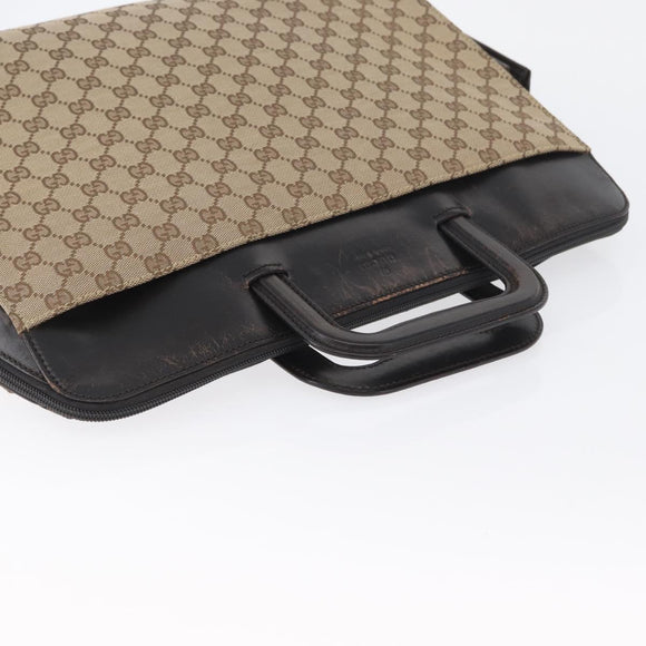 GUCCI GG Canvas Business Bag Beige Silver 015 3707 Auth gh1806