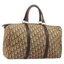 Christian Dior Trotter Canvas Boston Bag Beige Gold Auth gh1809-1
