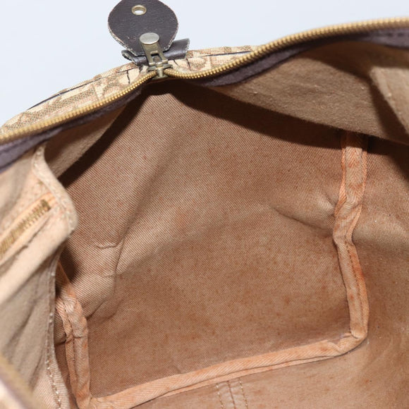 Christian Dior Trotter Canvas Boston Bag Beige Gold Auth gh1809
