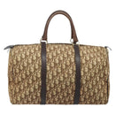 Christian Dior Trotter Canvas Boston Bag Beige Gold Auth gh1809-2