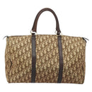 Christian Dior Trotter Canvas Boston Bag Beige Gold Auth gh1809-3