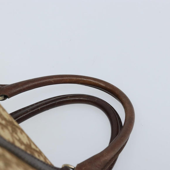 Christian Dior Trotter Canvas Boston Bag Beige Gold Auth gh1809
