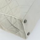 CHANEL Matelasse Hand Bag Canvas Gray Silver CC Auth gh1814-15