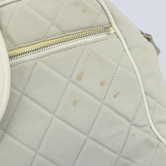 CHANEL Matelasse Hand Bag Canvas Gray Silver CC Auth gh1814