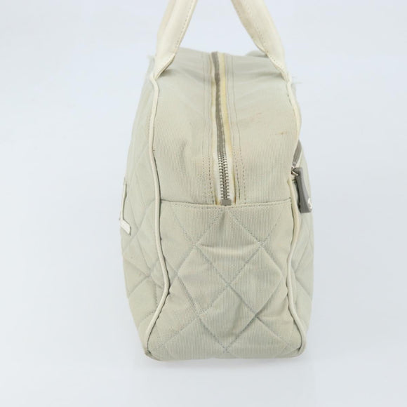 CHANEL Matelasse Hand Bag Canvas Gray Silver CC Auth gh1814