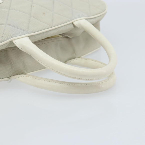 CHANEL Matelasse Hand Bag Canvas Gray Silver CC Auth gh1814