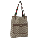GUCCI GG Supreme Web Sherry Line Tote Bag PVC Beige Gold Auth gh1816-1