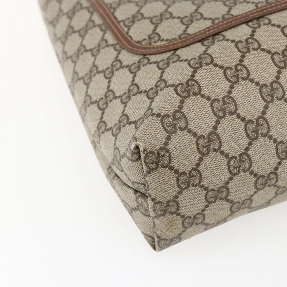 GUCCI GG Supreme Web Sherry Line Tote Bag PVC Beige Gold Auth gh1816