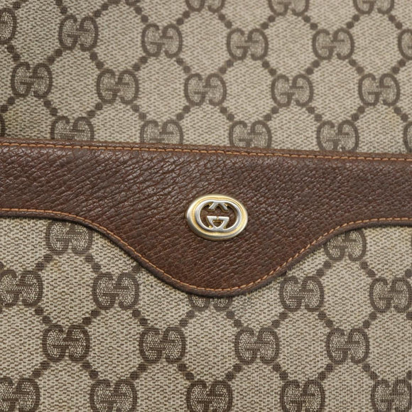 GUCCI GG Supreme Web Sherry Line Tote Bag PVC Beige Gold Auth gh1816