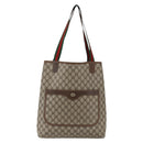 GUCCI GG Supreme Web Sherry Line Tote Bag PVC Beige Gold Auth gh1816-13