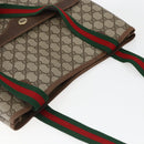 GUCCI GG Supreme Web Sherry Line Tote Bag PVC Beige Gold Auth gh1816-6