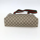 GUCCI GG Supreme Web Sherry Line Tote Bag PVC Beige Gold Auth gh1816-5