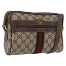 GUCCI GG Supreme Web Sherry Line Bag PVC Beige Gold 56 02 004 Auth gh1818-1