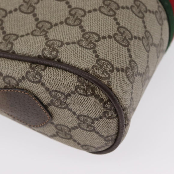 GUCCI GG Supreme Web Sherry Line Bag PVC Beige Gold 56 02 004 Auth gh1818