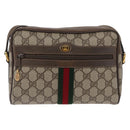 GUCCI GG Supreme Web Sherry Line Bag PVC Beige Gold 56 02 004 Auth gh1818-13