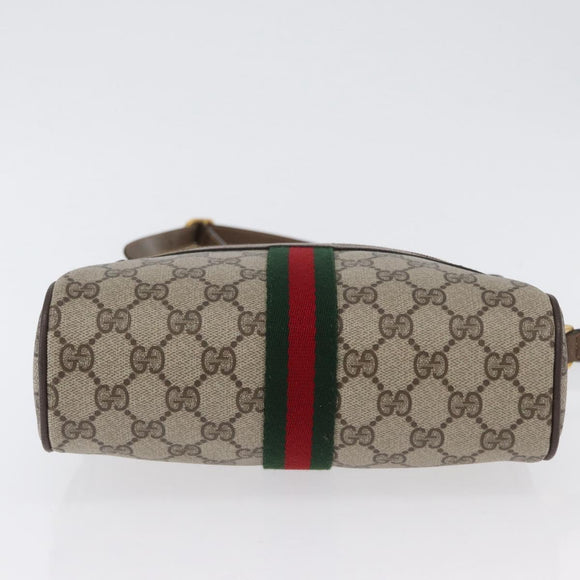 GUCCI GG Supreme Web Sherry Line Bag PVC Beige Gold 56 02 004 Auth gh1818