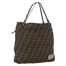 FENDI Zucca Canvas Tote Bag Brown Black Auth gh1821-1