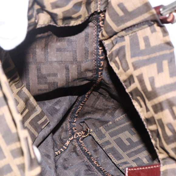 FENDI Zucca Canvas Tote Bag Brown Black Auth gh1821