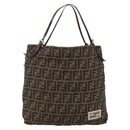 FENDI Zucca Canvas Tote Bag Brown Black Auth gh1821-13