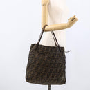 FENDI Zucca Canvas Tote Bag Brown Black Auth gh1821-20