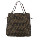 FENDI Zucca Canvas Tote Bag Brown Black Auth gh1821-2