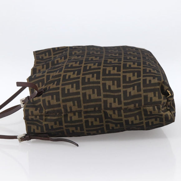 FENDI Zucca Canvas Tote Bag Brown Black Auth gh1821