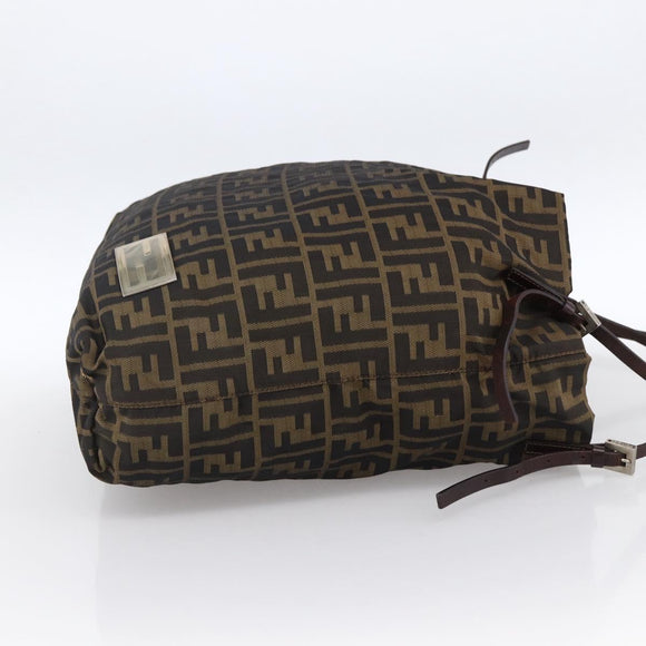 FENDI Zucca Canvas Tote Bag Brown Black Auth gh1821