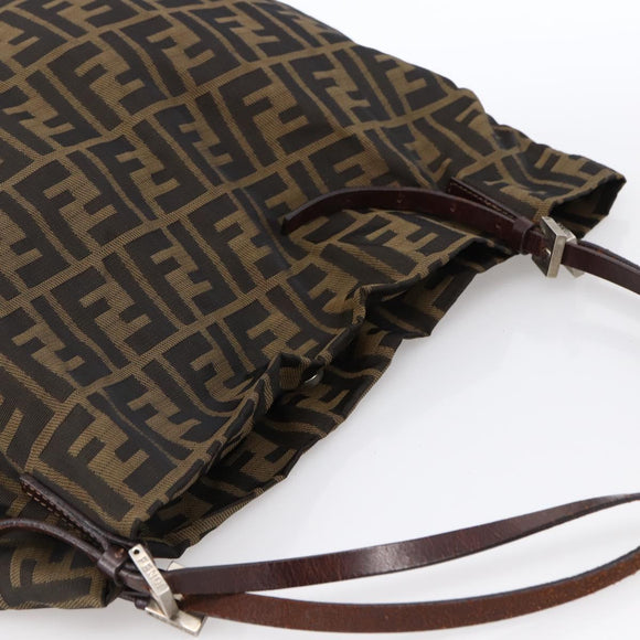 FENDI Zucca Canvas Tote Bag Brown Black Auth gh1821