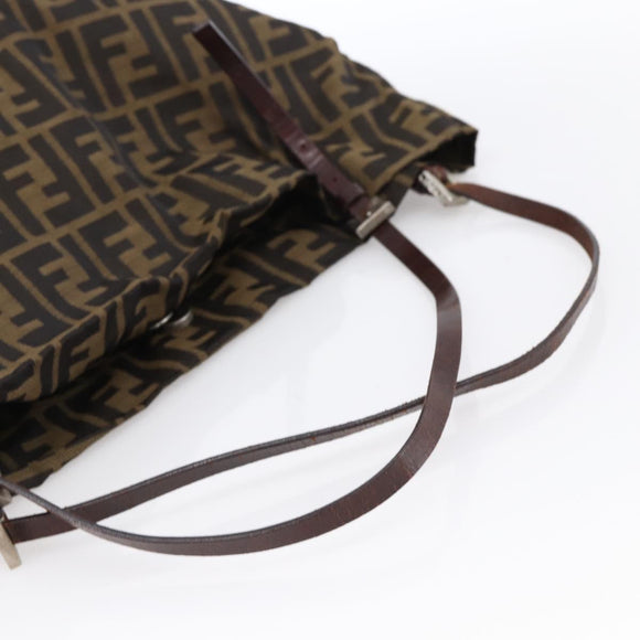 FENDI Zucca Canvas Tote Bag Brown Black Auth gh1821