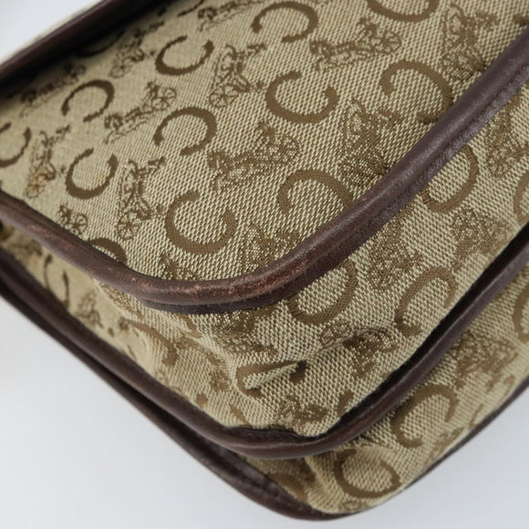 CELINE C Sulky Shoulder Bag Canvas Beige Gold Auth gh1822