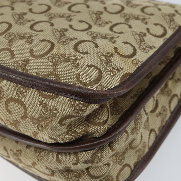 CELINE C Sulky Shoulder Bag Canvas Beige Gold Auth gh1822