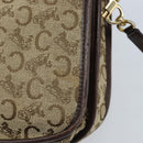 CELINE C Sulky Shoulder Bag Canvas Beige Gold Auth gh1822-9