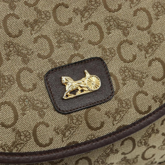 CELINE C Sulky Shoulder Bag Canvas Beige Gold Auth gh1822