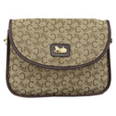 CELINE C Sulky Shoulder Bag Canvas Beige Gold Auth gh1822-13