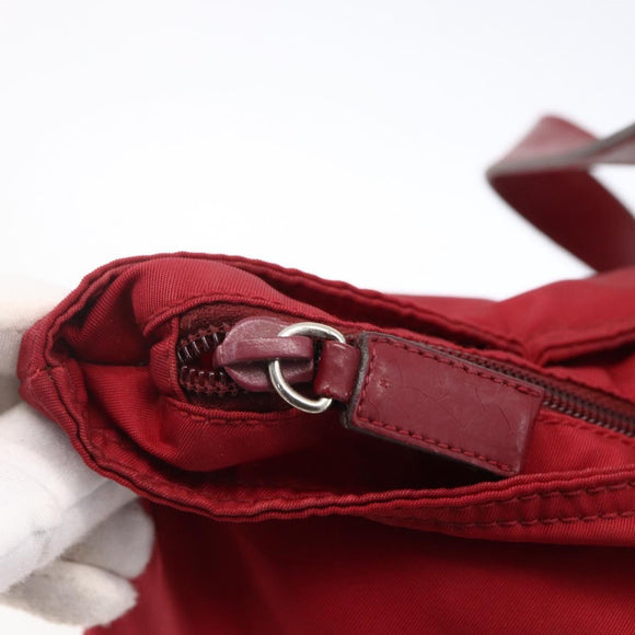 PRADA Tote Bag Nylon Red Silver Auth gh1824