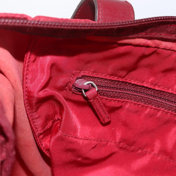 PRADA Tote Bag Nylon Red Silver Auth gh1824