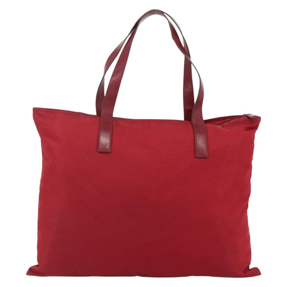 PRADA Tote Bag Nylon Red Silver Auth gh1824