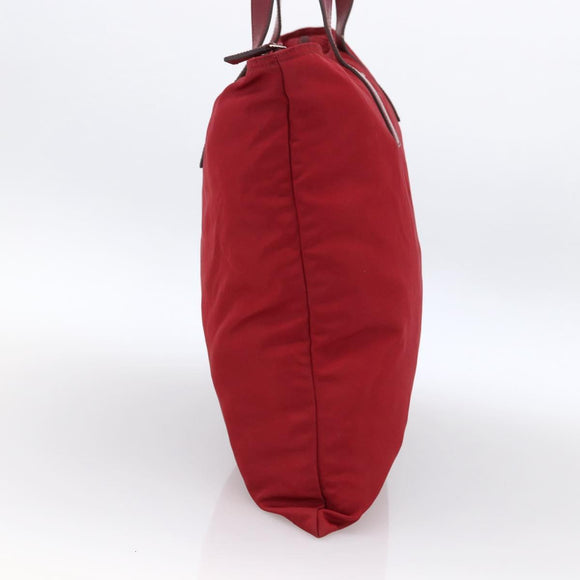 PRADA Tote Bag Nylon Red Silver Auth gh1824