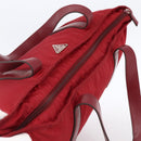 PRADA Tote Bag Nylon Red Silver Auth gh1824-6
