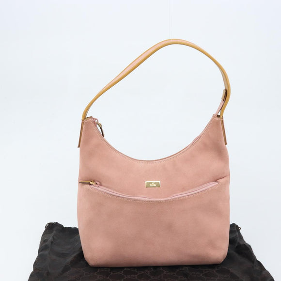 GUCCI Shoulder Bag Suede Pink Gold 001 3386 1705 Auth gh1825
