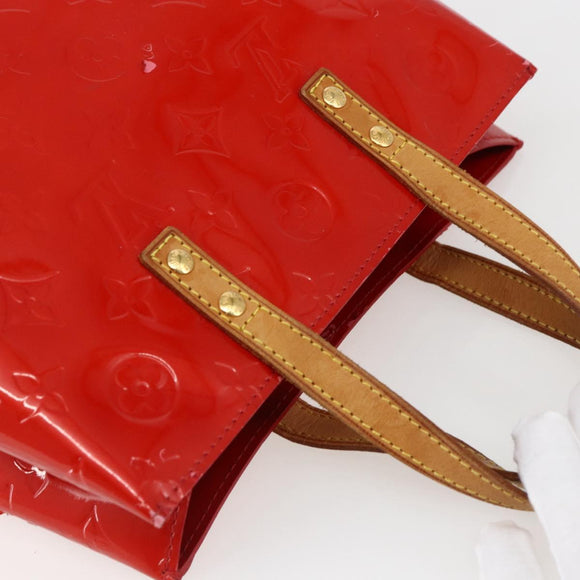 LOUIS VUITTON Monogram Vernis Reade PM Hand Bag Red Rouge M91088 LV Auth gh1831