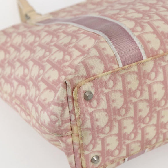 Christian Dior Trotter Canvas Tote Bag PVC Pink Silver Auth gh1833